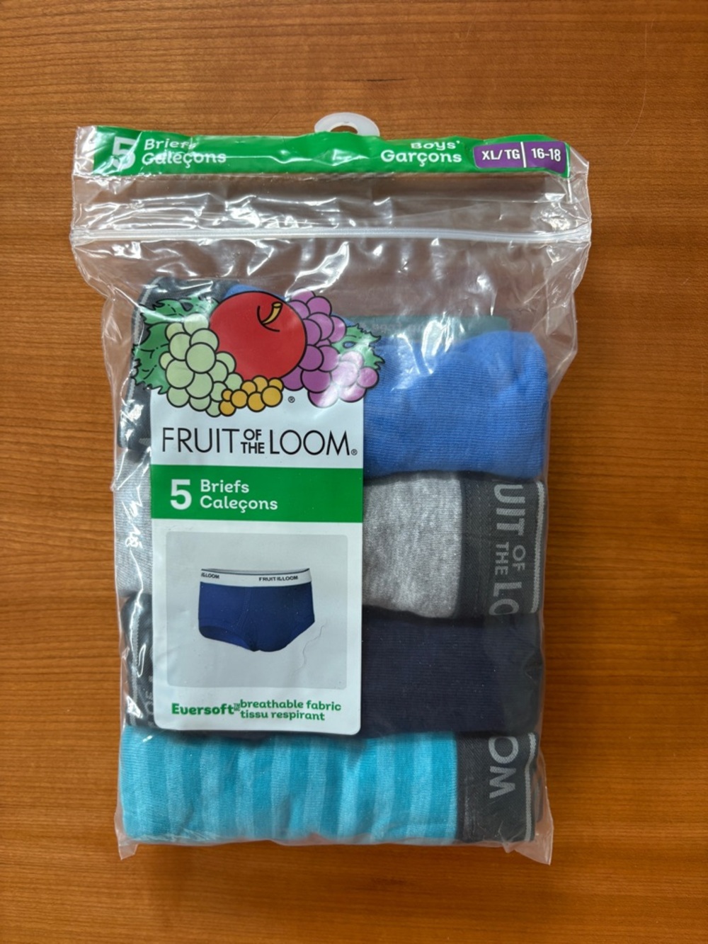 Fruit of the Loom Boys's 4-Pack Briefs - Blue/Grey/Navy/Turquoise